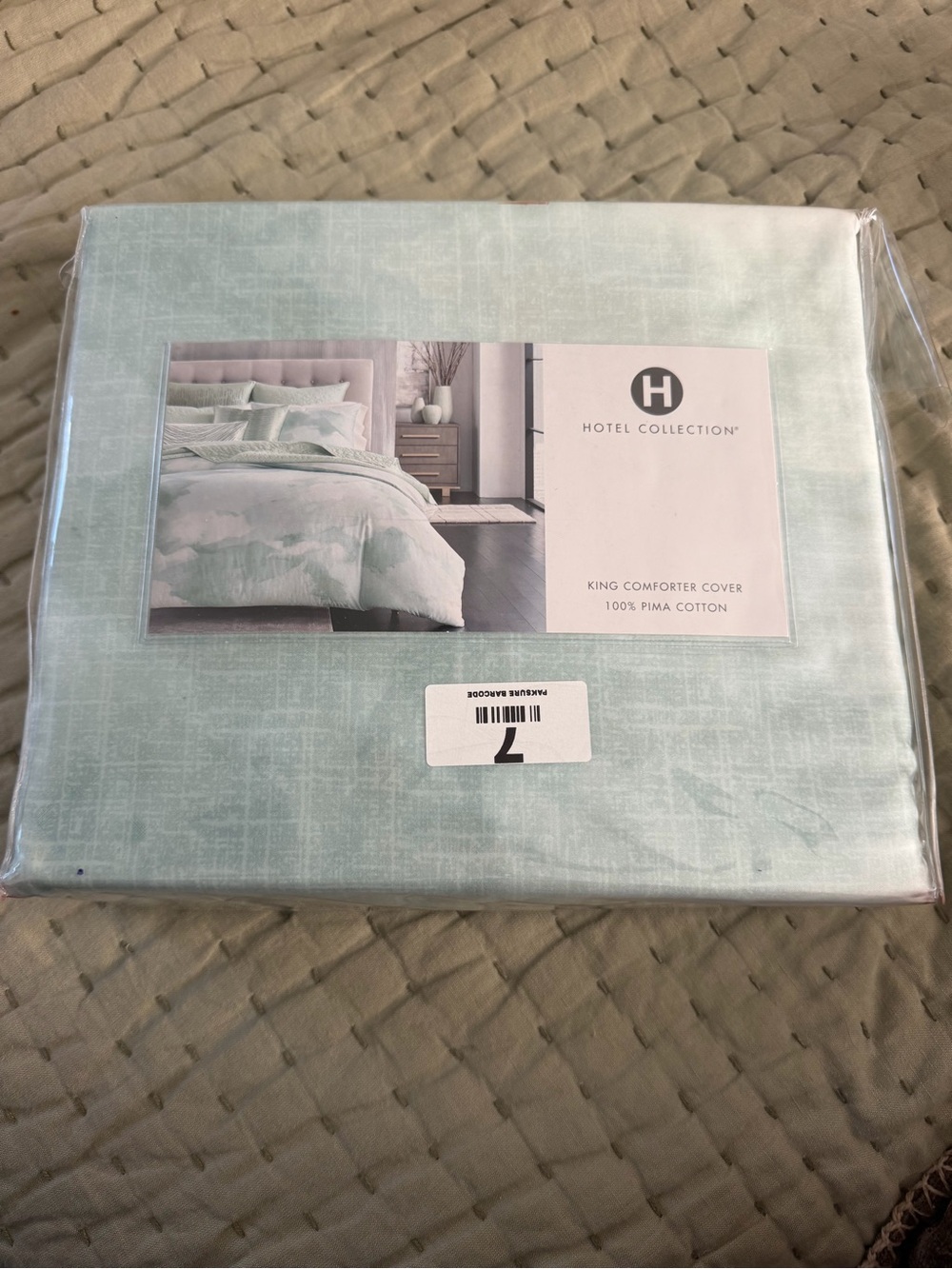 Hotel Collection 100% Pima cotton King Duvet/Comforter Cover in light aqua